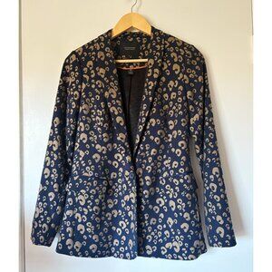 Scotch & Soda Leopard Print Navy Jacquard Suit XS
